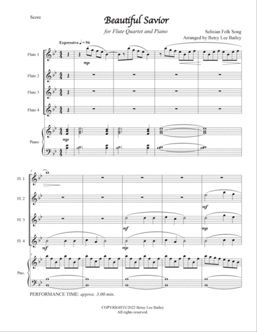 Beautiful Savior, Flute Quartet image number null