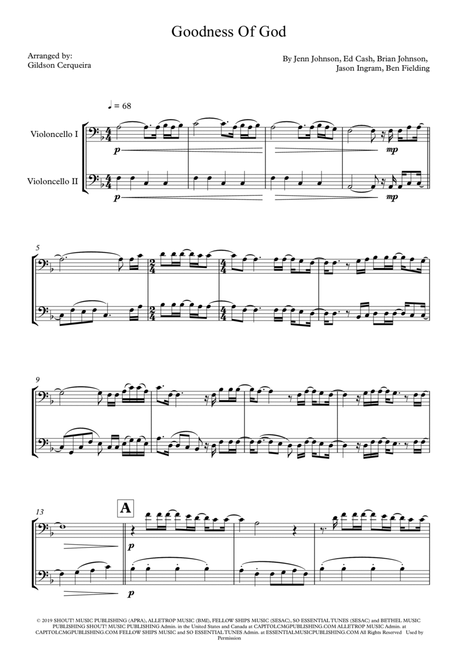 Goodness Of God String Duet scores gallery preview page 1