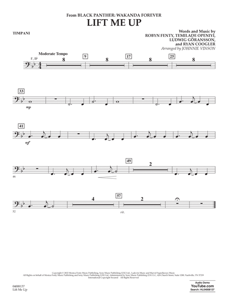 Lift Me Up (from Black Panther: Wakanda Forever) (arr. Vinson) - Timpani