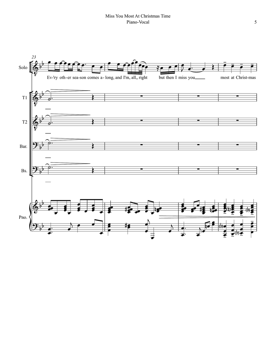 Miss You Most At Christmas Time TTBB scores gallery preview page 5