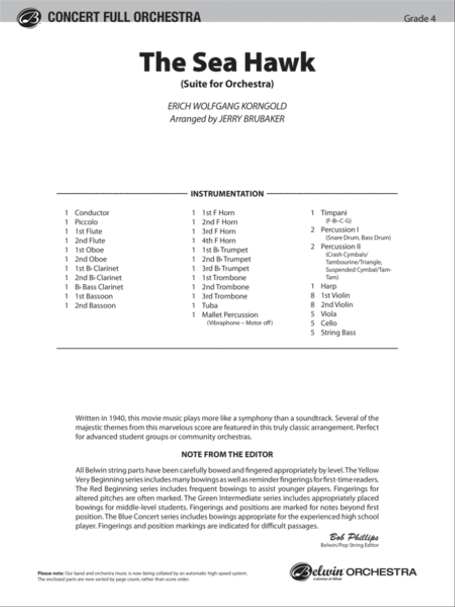 The Sea Hawk: Score Full Orchestra scores gallery preview page 1