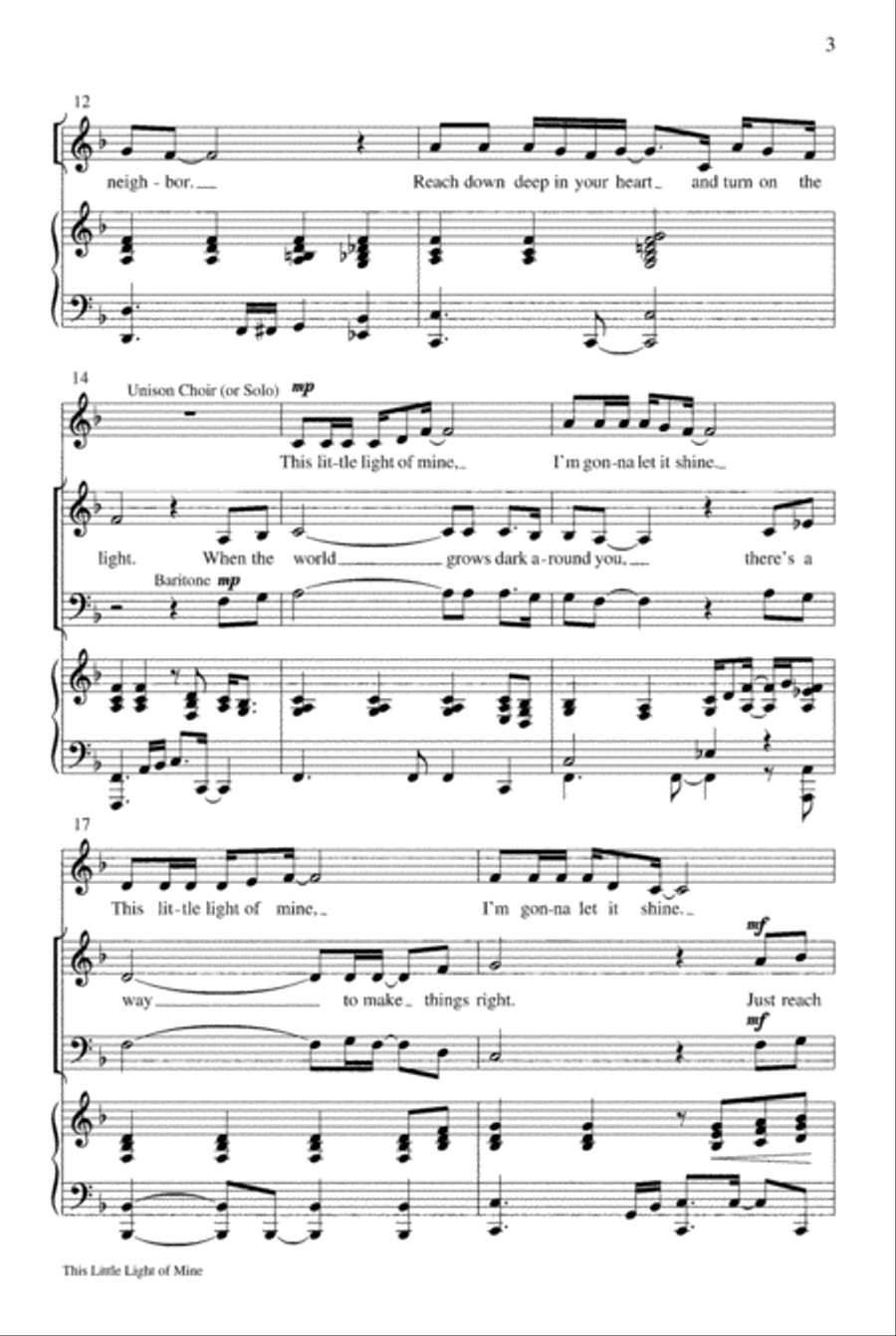 This Little Light of Mine 4-Part scores gallery preview page 3
