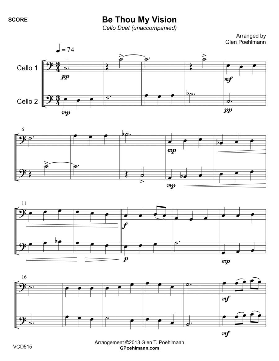 BE THOU MY VISION - CELLO DUET (unaccompanied) (Grade 3-) String Duet scores gallery preview page 1
