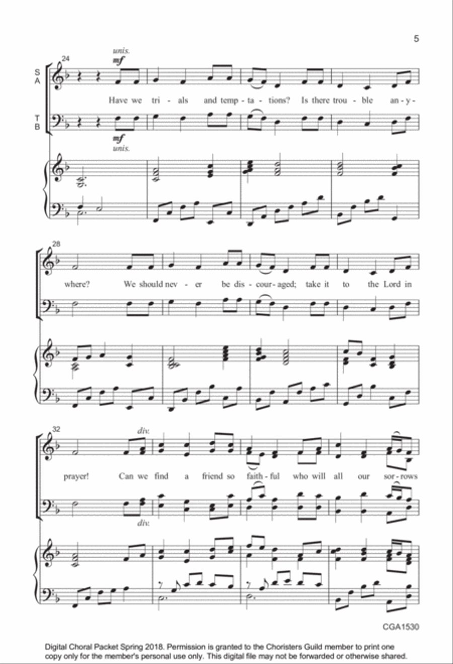 What a Friend We Have in Jesus 4-Part scores gallery preview page 4