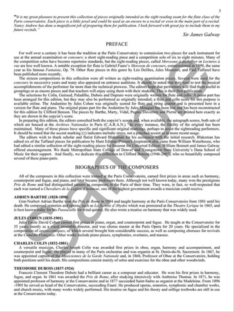 Paris Conservatory Flute Album: 16 Short Lyric Pieces for Flute and Piano Flute Solo scores gallery preview page 4