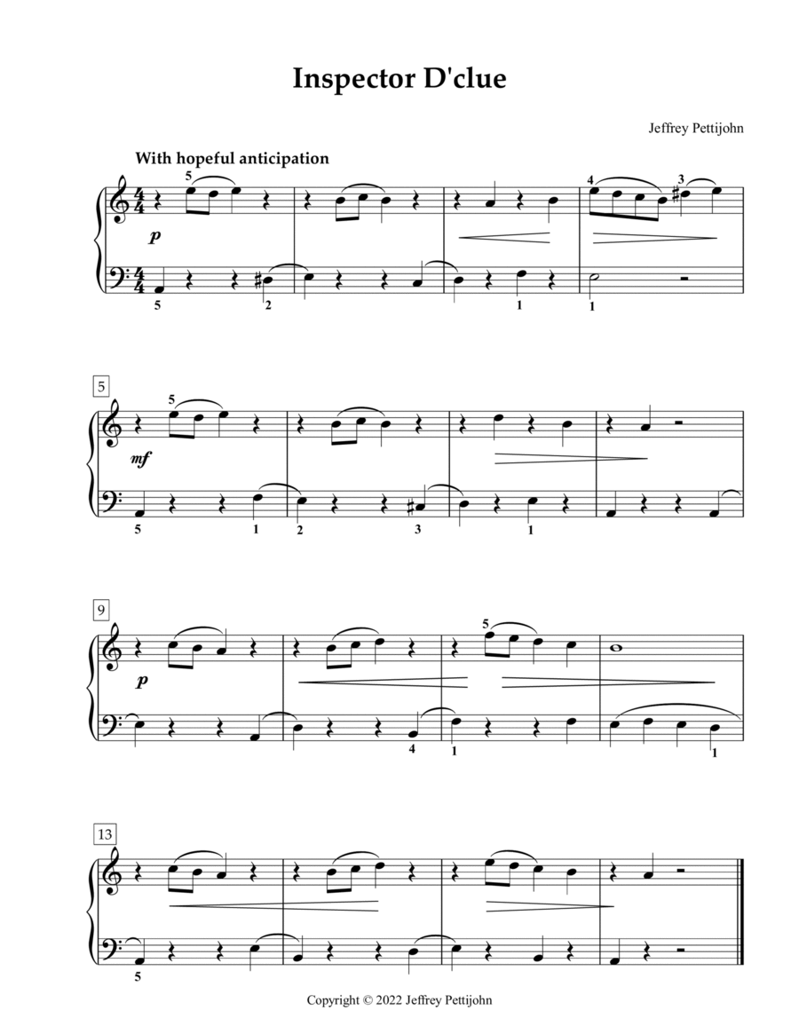 Inspector D'clue Piano Solo scores gallery preview page 1