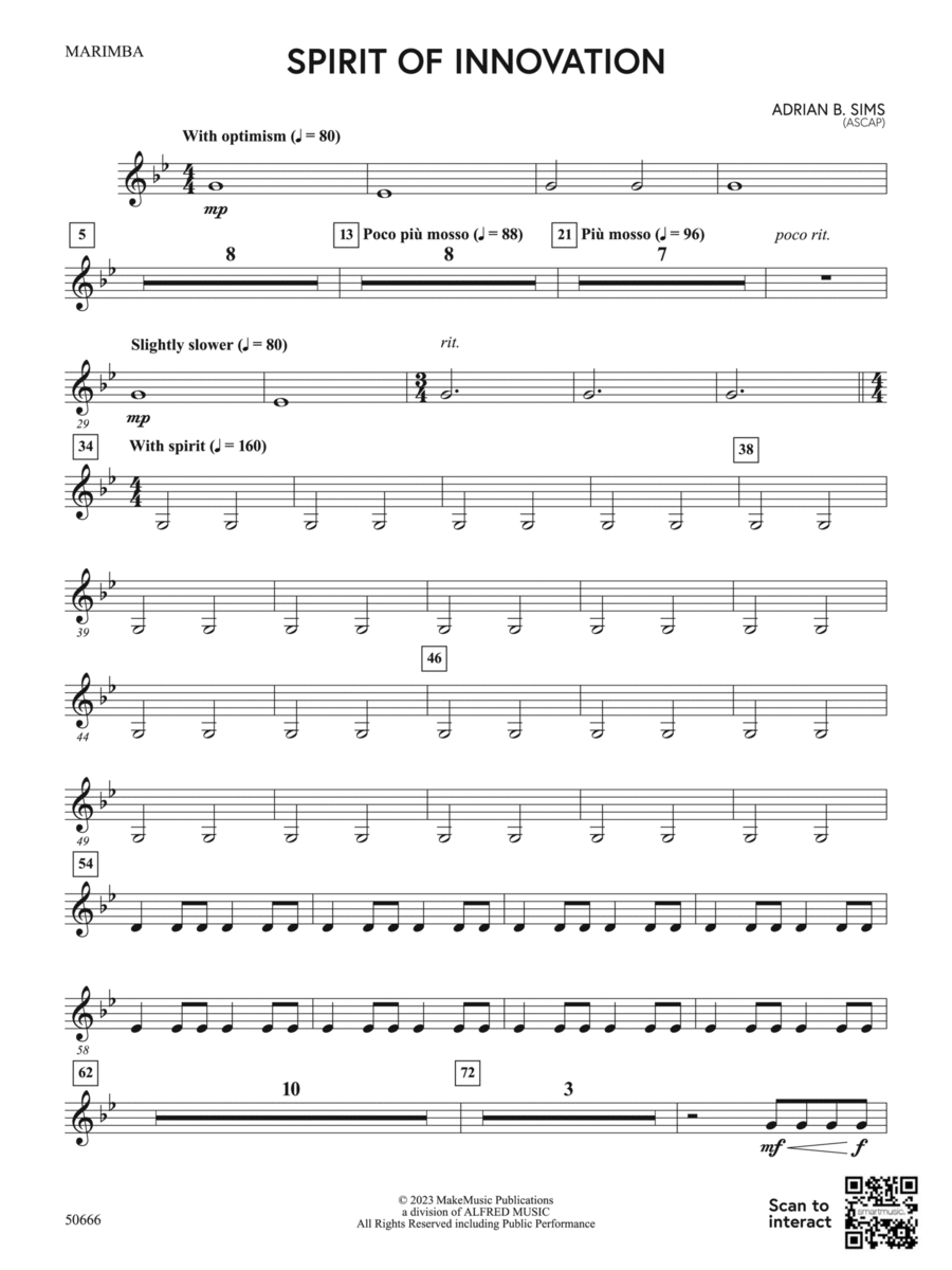 Spirit of Innovation: Marimba Concert Band scores gallery preview page 1