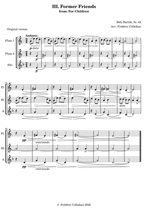 Book cover for Bartok, song for children - Former Friends for 3 flutes (opt alto flute)