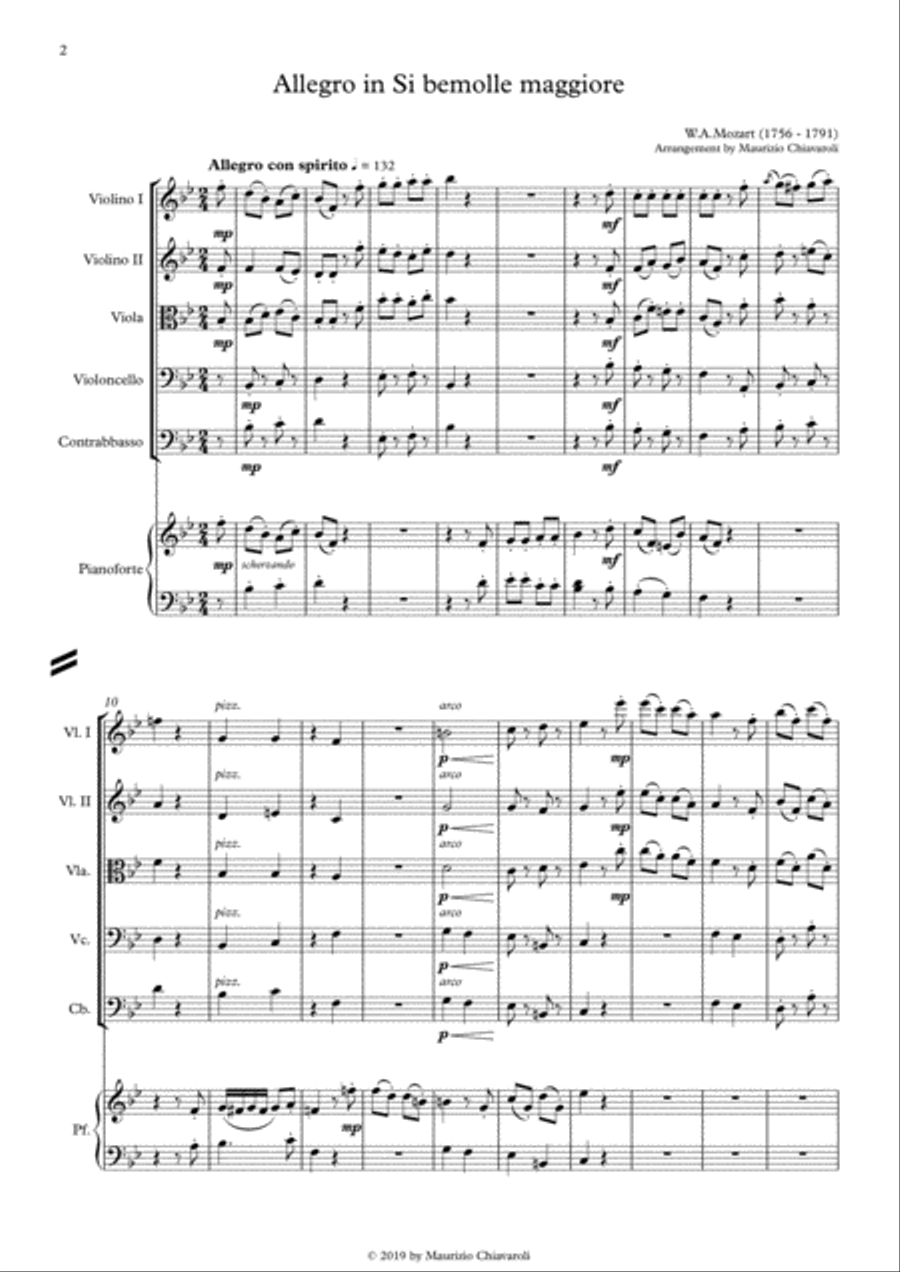 Allegro in Si bemolle maggiore String Orchestra scores gallery preview page 2