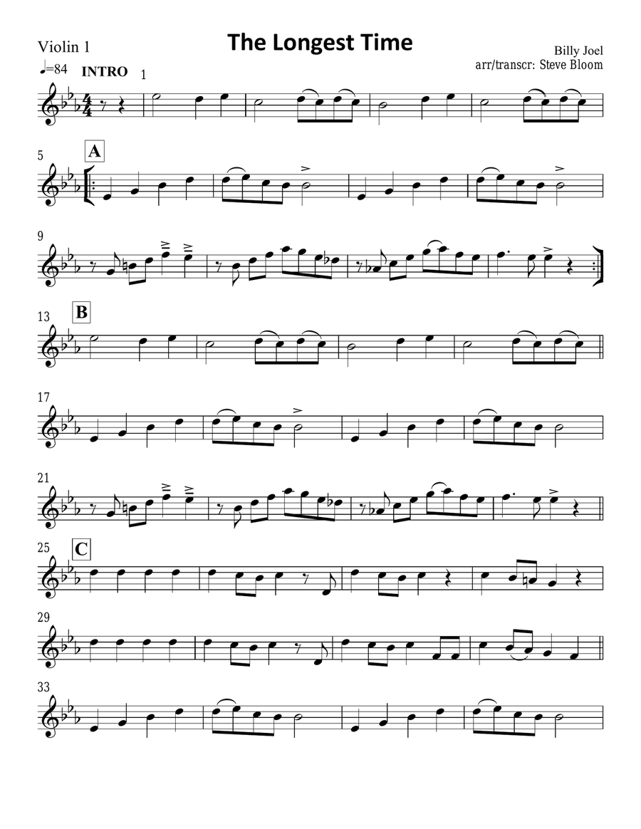 The Longest Time Small Ensemble scores gallery preview page 1