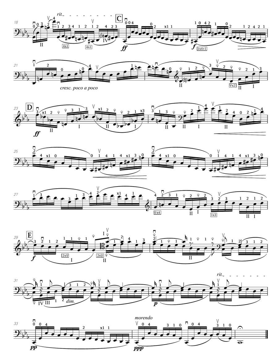Popper (arr. Richard Aaron): Op. 73, Etude #10 Cello Solo scores gallery preview page 3
