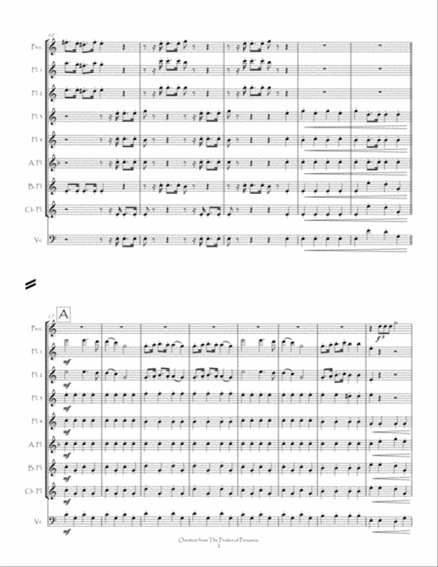 Overture from The Pirates of Penzance for Flute Choir Flute Choir scores gallery preview page 4
