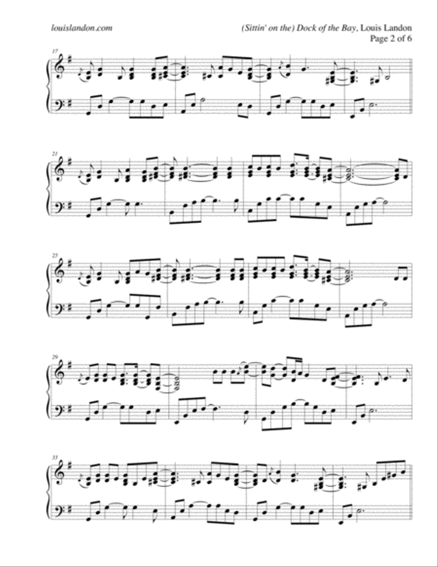 (Sittin' On) The Dock Of The Bay Piano Solo scores gallery preview page 3