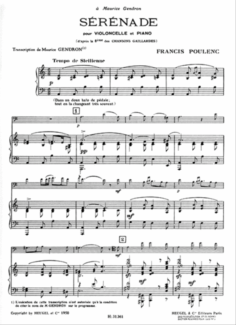 Serenade, Transcribed For Cello And Piano By Maurice Gendron Piano Accompaniment scores gallery preview page 2