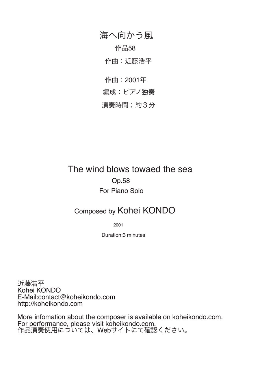 The wind blows towards the sea Op.58 Piano Solo scores gallery preview page 1