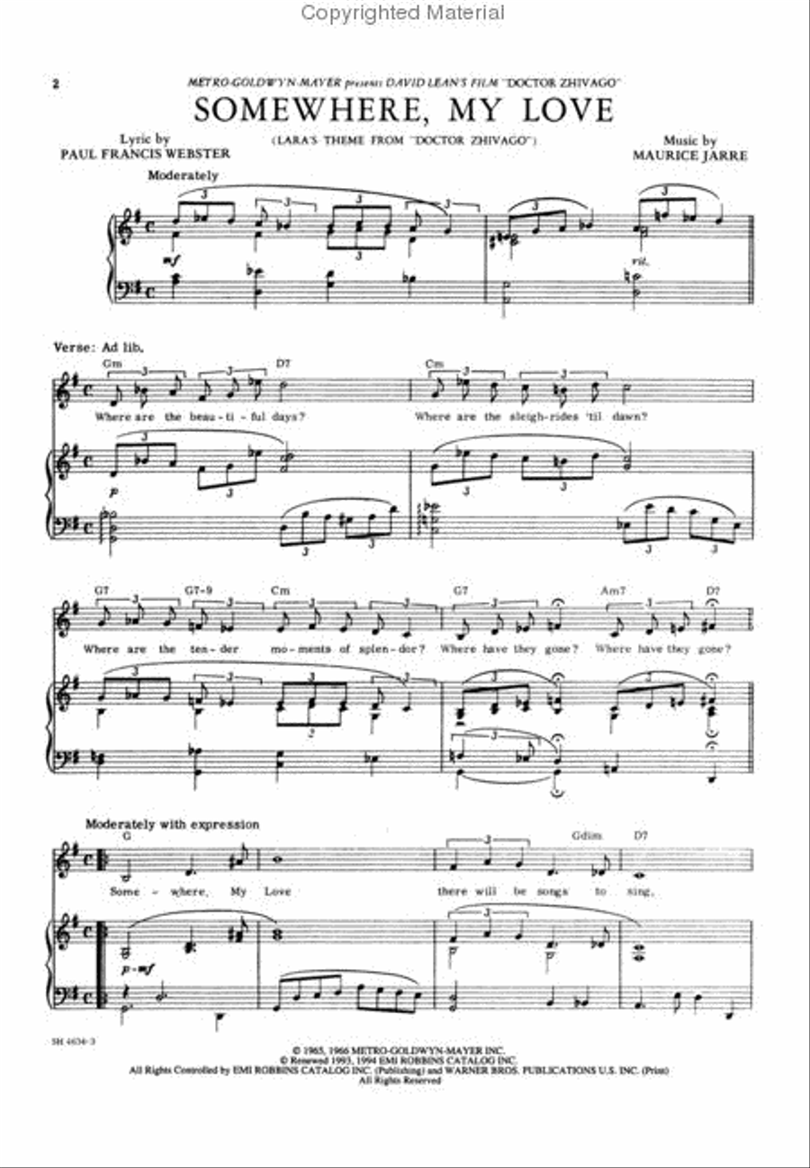 Somewhere My Love Somewhere My Love Small Ensemble scores gallery preview page 2