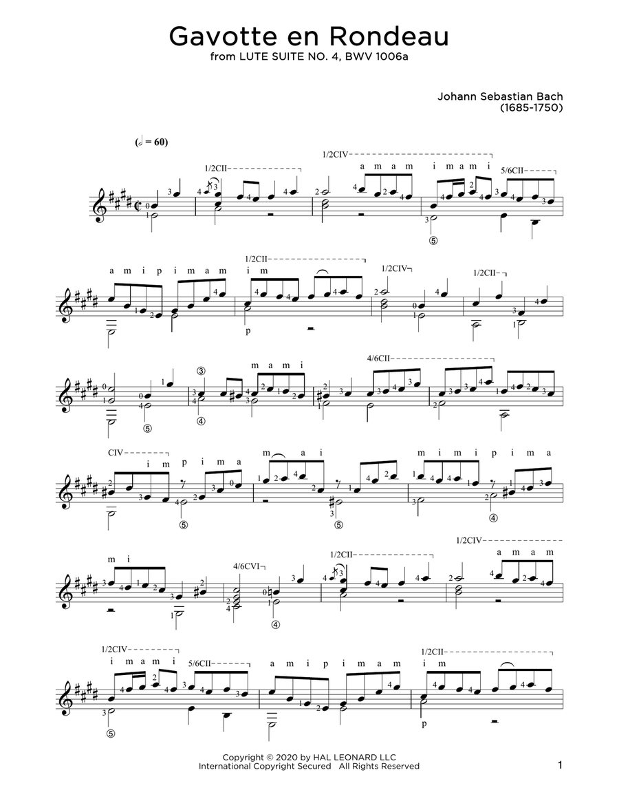 Gavotte En Rondeau Acoustic Guitar scores gallery preview page 1