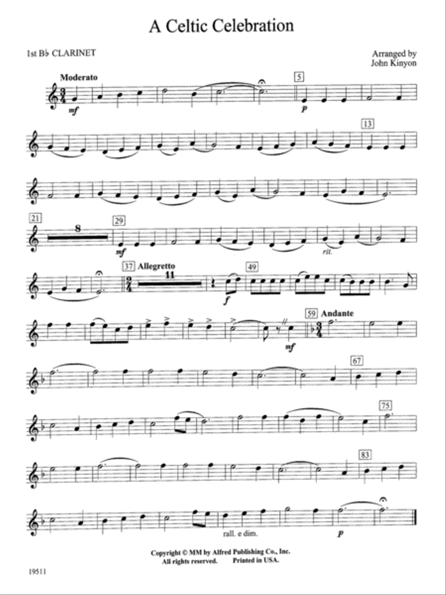 A Celtic Celebration: 1st B-flat Clarinet Concert Band scores gallery preview page 1