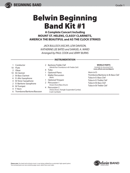Belwin Beginning Band Kit #1: Score