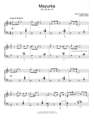 Mazurka In D Minor, Op. 39, No. 10