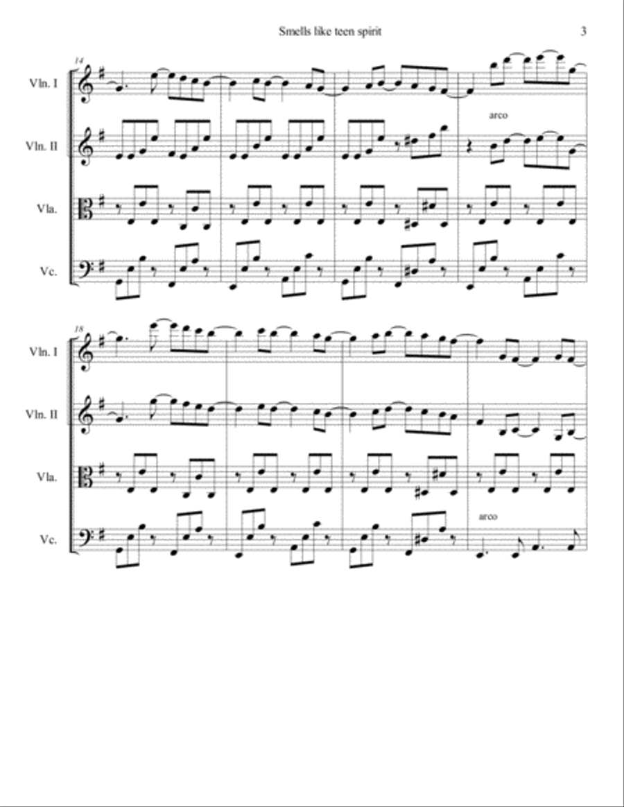 Smells Like Teen Spirit Smells Like Teen Spirit String Quartet scores gallery preview page 3