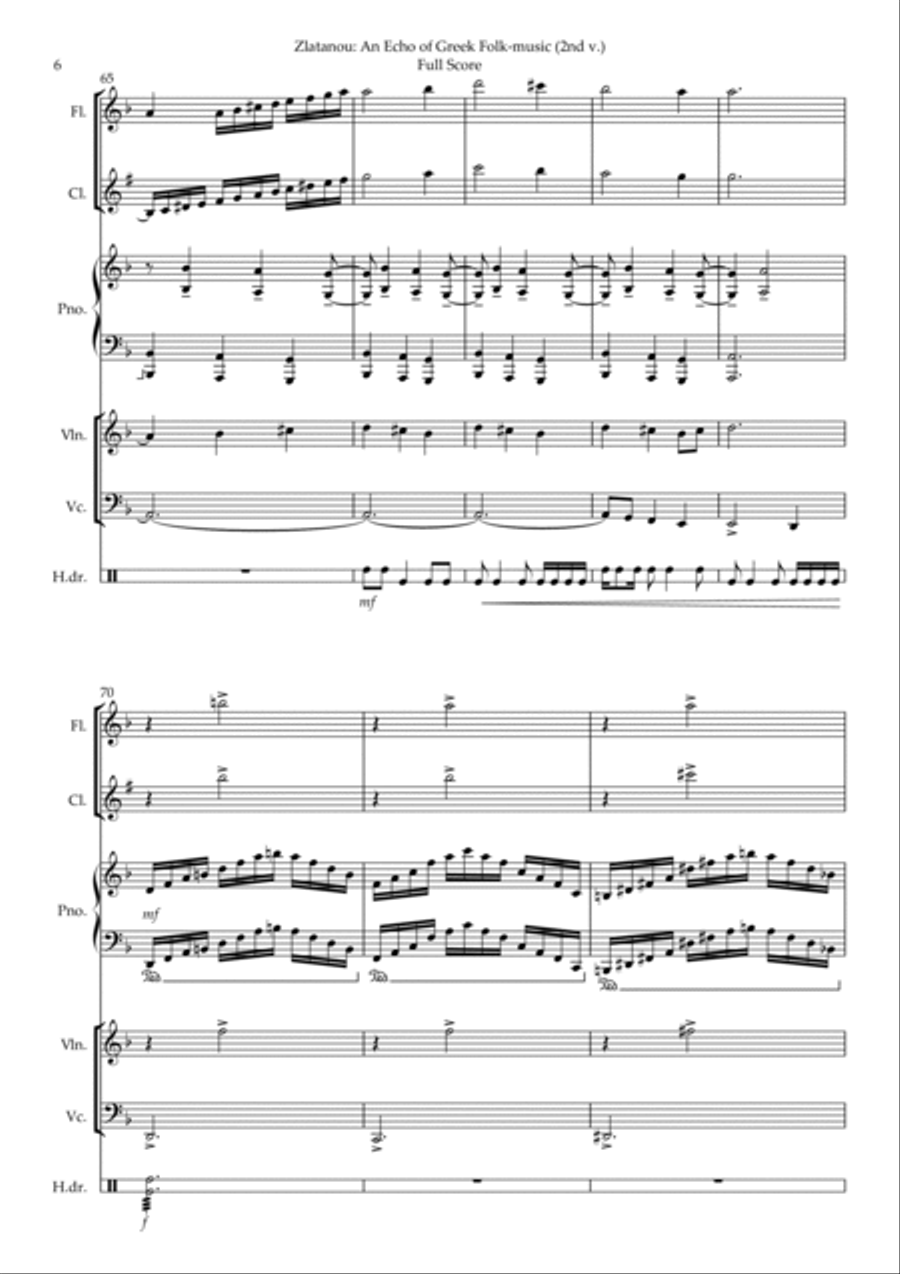 AN ECHO OG GREEK FOLK MUSIC, for chamber ens. Version 2 School and Community scores gallery preview page 6