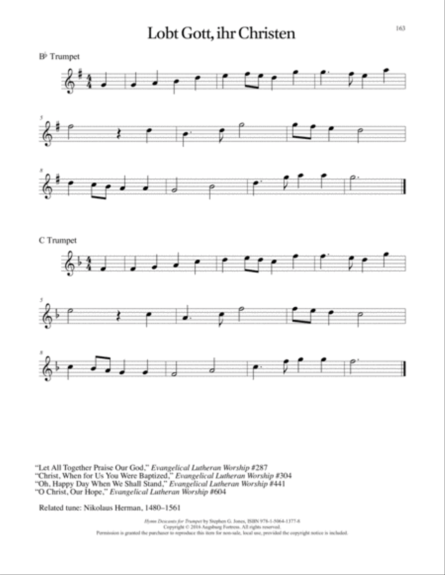 Hymn Descants for Trumpet C Trumpet scores gallery preview page 164
