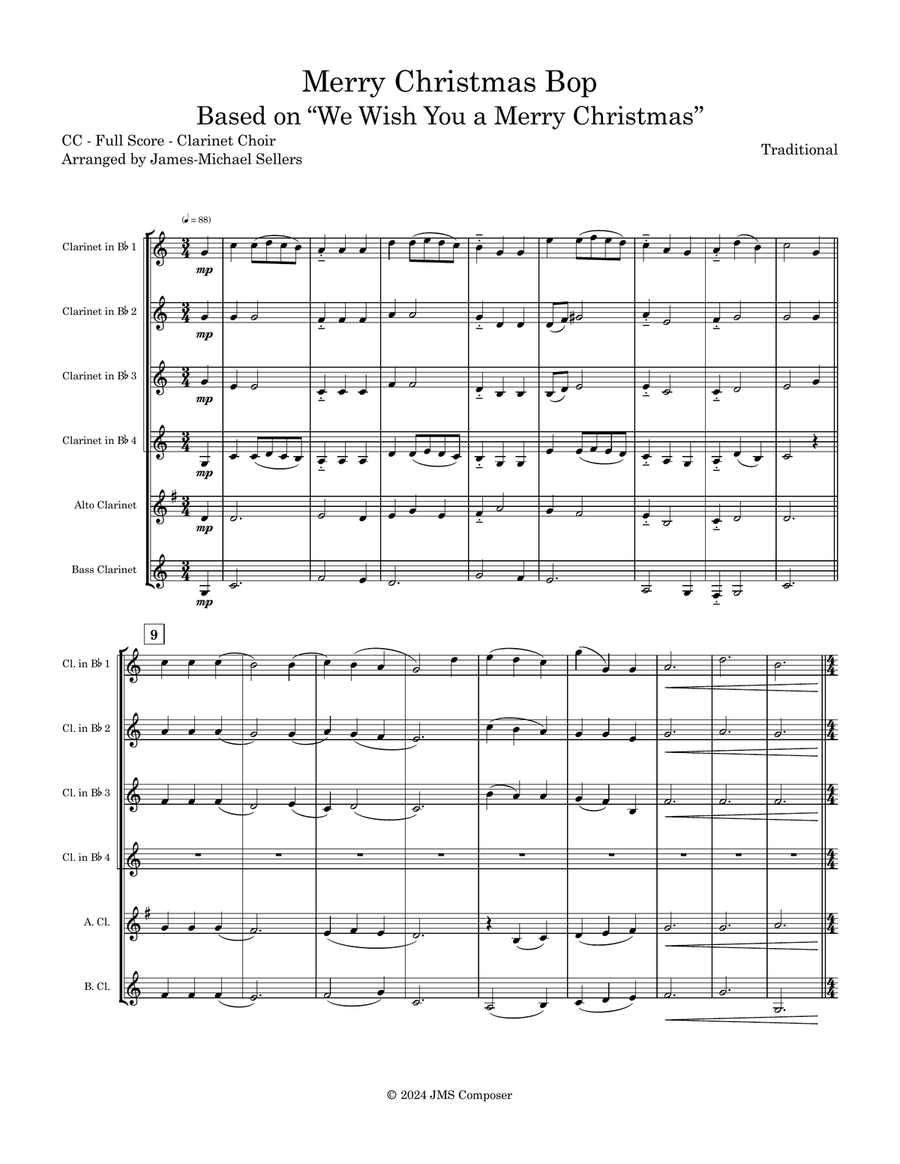 Merry Christmas Bop Clarinet Choir scores gallery preview page 1