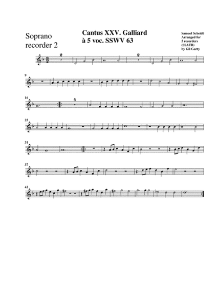 Galliard SSWV 63 (arrangement for 5 recorders)