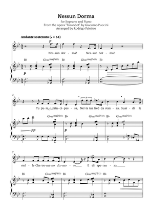 Nessun Dorma (for soprano and piano)
