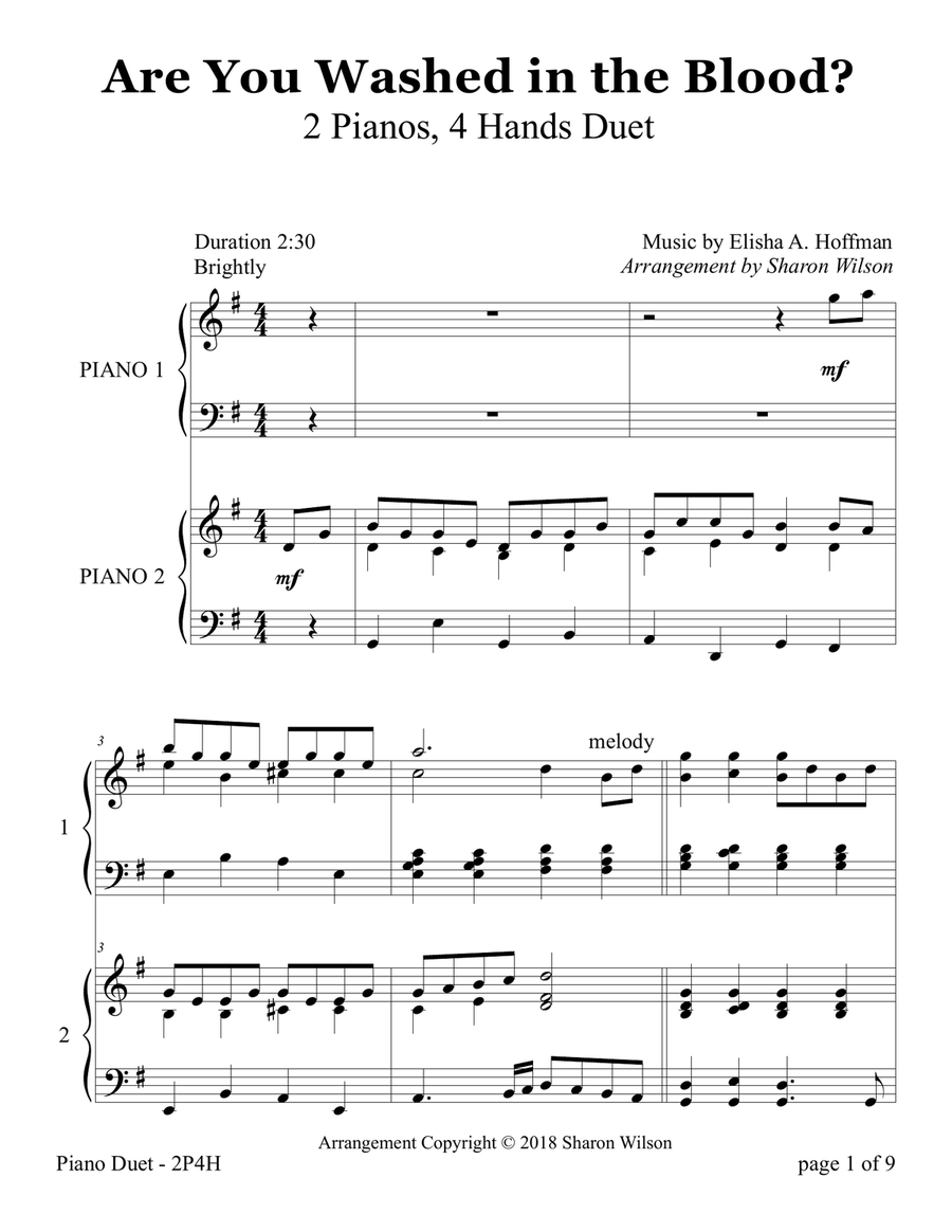 Are You Washed in the Blood? (2 Pianos, 4 Hands Duet) 2 Pianos, 4-Hands scores gallery preview page 3