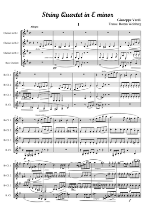 Book cover for Quartet in E minor, mvmt.1 (Clarinet Quartet)