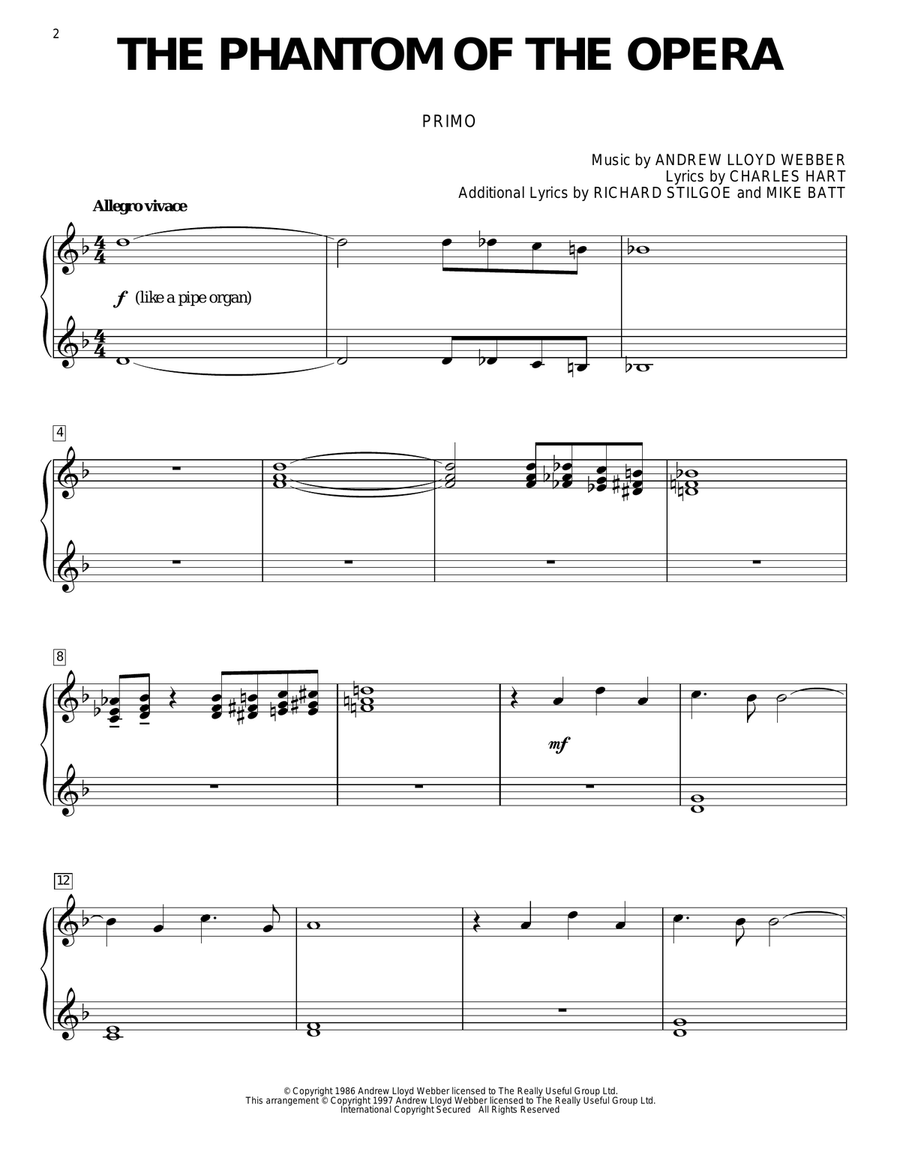 The Phantom Of The Opera Piano Duet scores gallery preview page 2