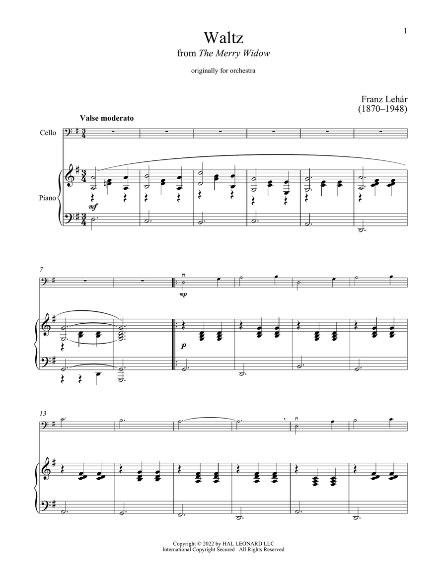 The Merry Widow Waltz Piano scores gallery preview page 1