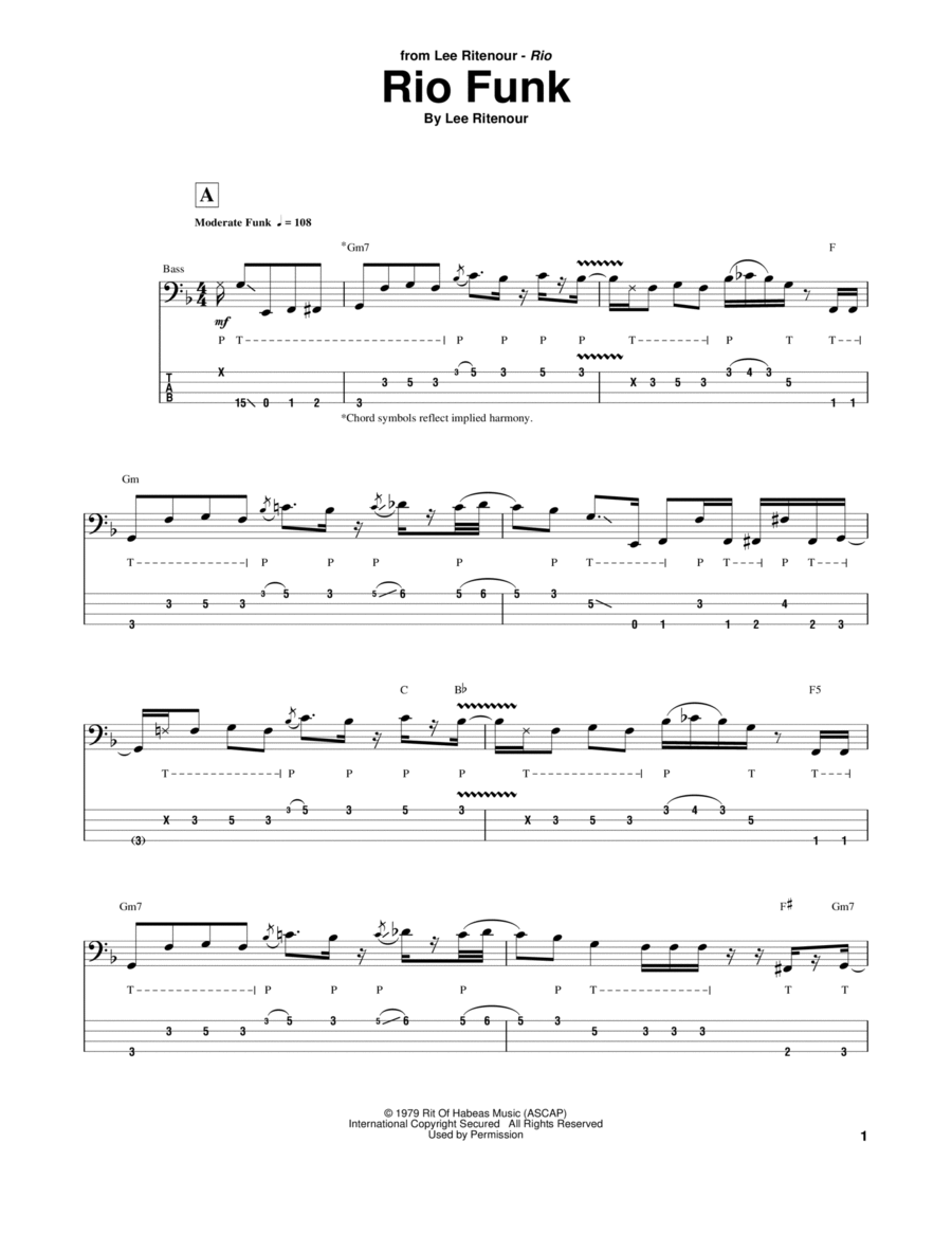 Rio Funk Guitar Tablature scores gallery preview page 1