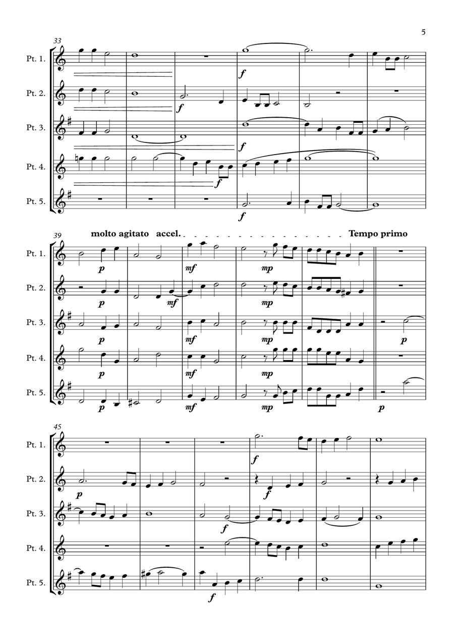 Monteverdi - The Fifth Book of Madrigals (1605) - 1. Cruda Amarilli Brass Ensemble scores gallery preview page 5