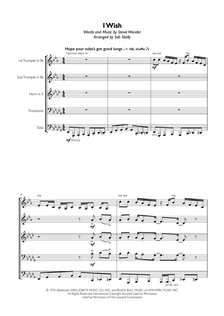 I Wish Brass Ensemble scores gallery preview page 1