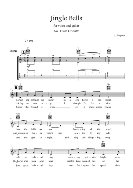 Jingle Bells (F major - TABS - with lyrics) image number null
