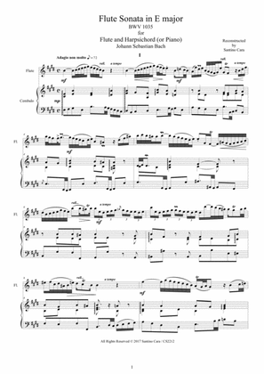 Bach - Flute Sonata in E major BWV 1035 for Flute and Harpsichord or Piano