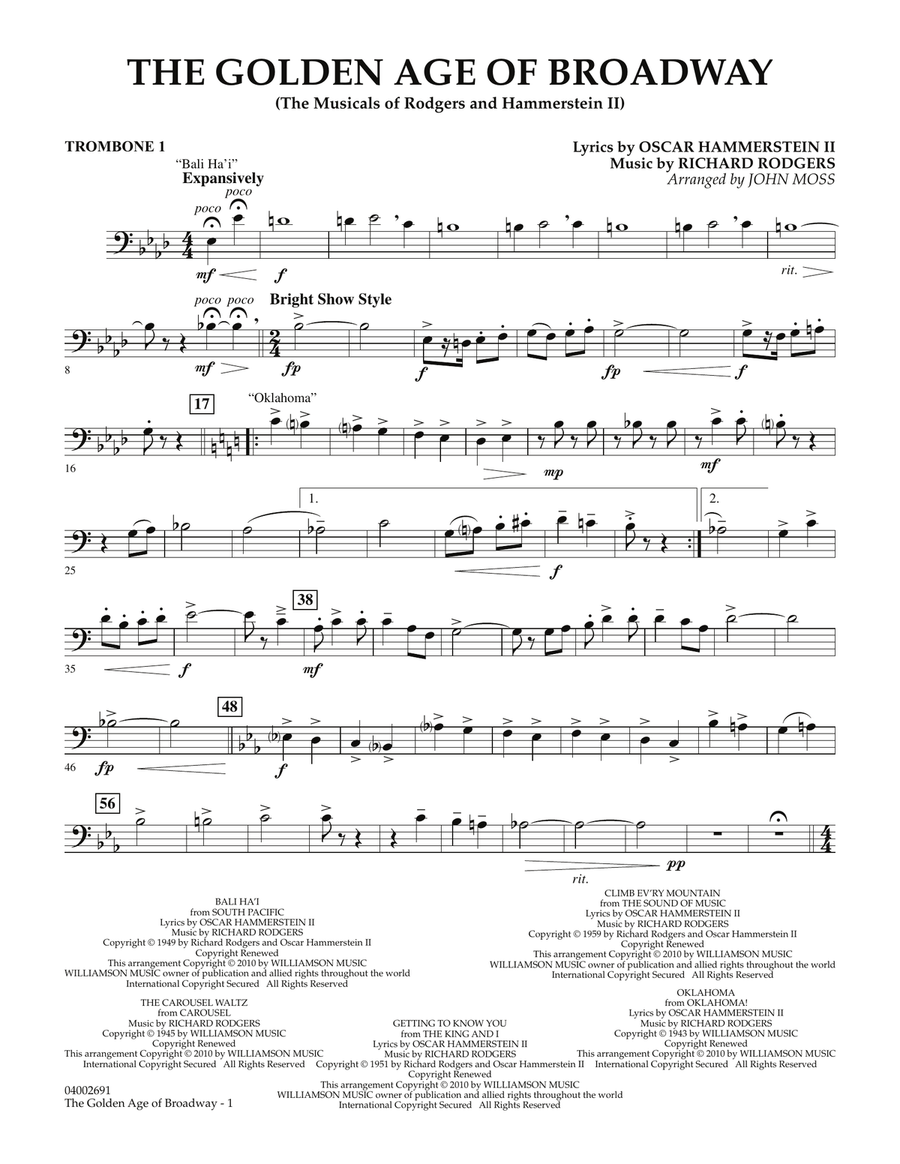 The Golden Age Of Broadway - Trombone 1 Concert Band scores gallery preview page 1