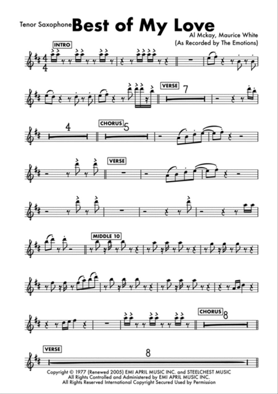 Best Of My Love Tenor Saxophone scores gallery preview page 5