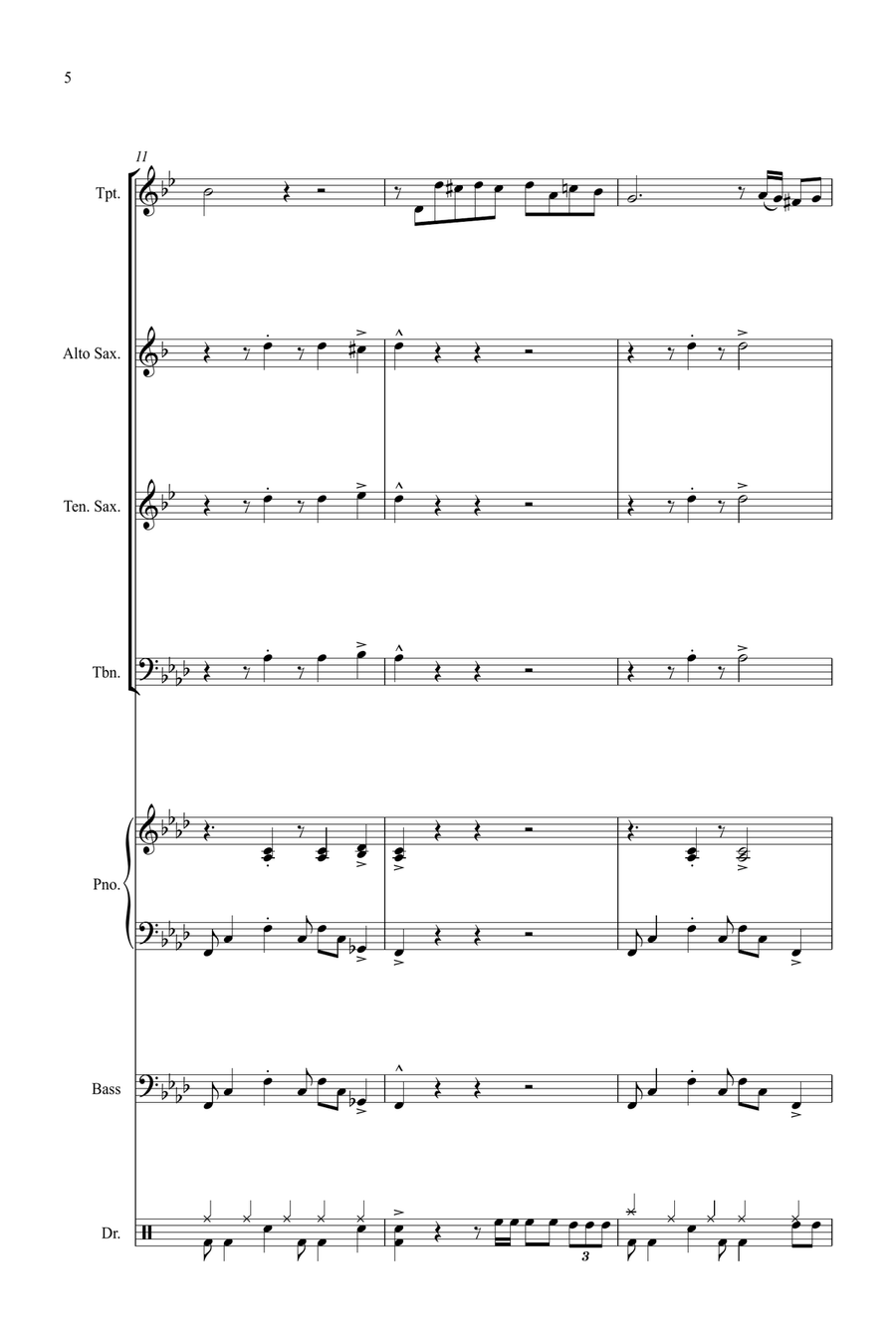 Fur Elise - in a Jazz Style - for Flexible Jazz Combo Jazz Ensemble scores gallery preview page 6