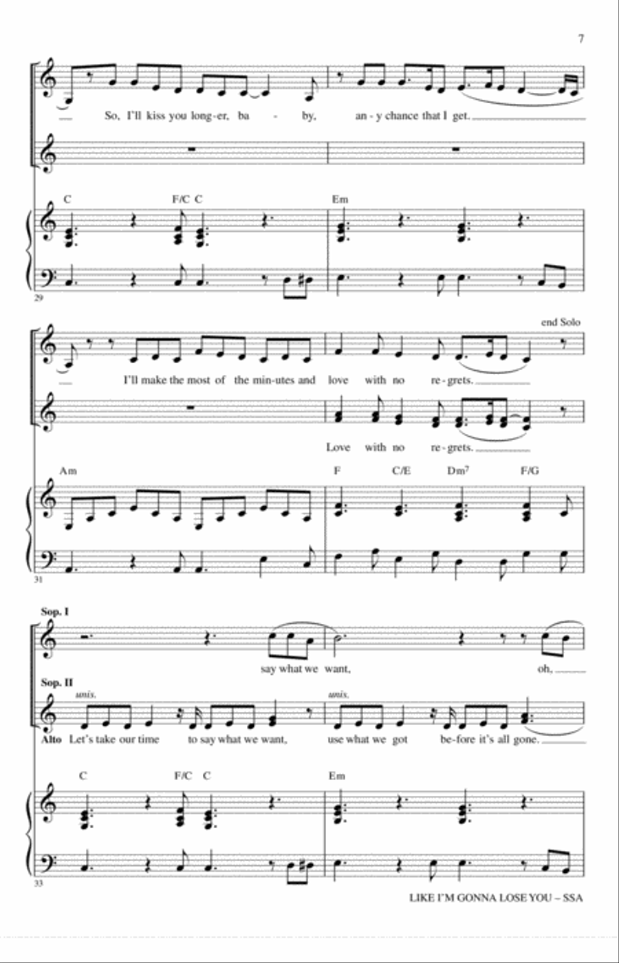 Like I'm Gonna Lose You SSA scores gallery preview page 6