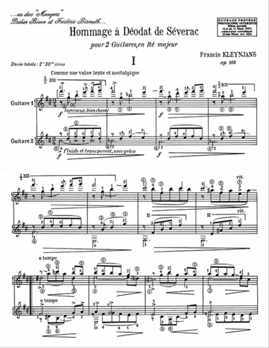 Hommage A Deodat De Severac (guitars 2) Collection / Songbook scores gallery preview page 3