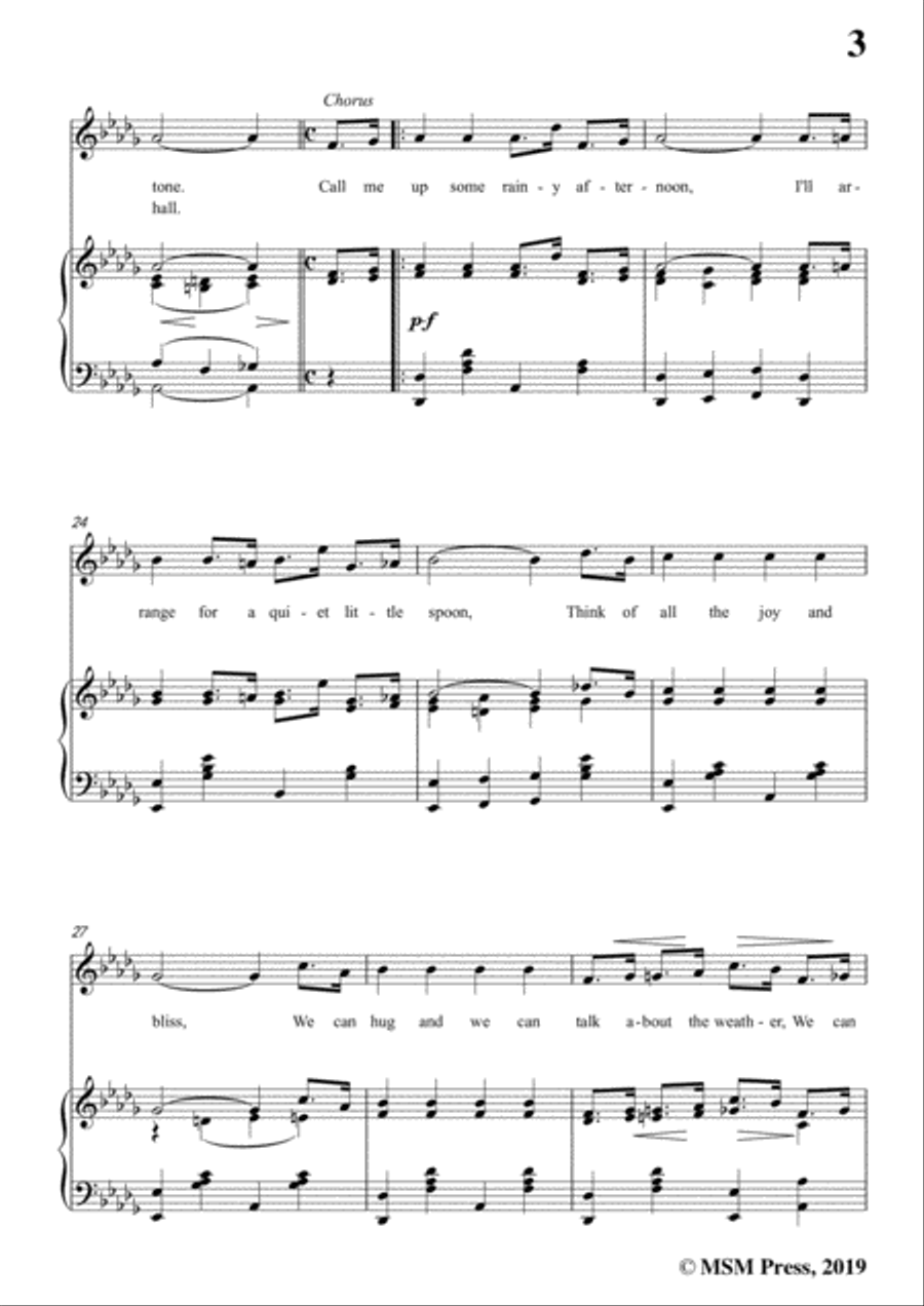 Irving Berlin-Call Me Up Some Rainy Afternoon,in D flat Major,for Voice&Piano Voice scores gallery preview page 5