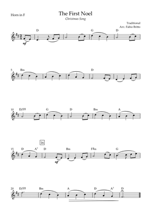 The First Noel (Christmas Song) for Horn in F Solo with Chords