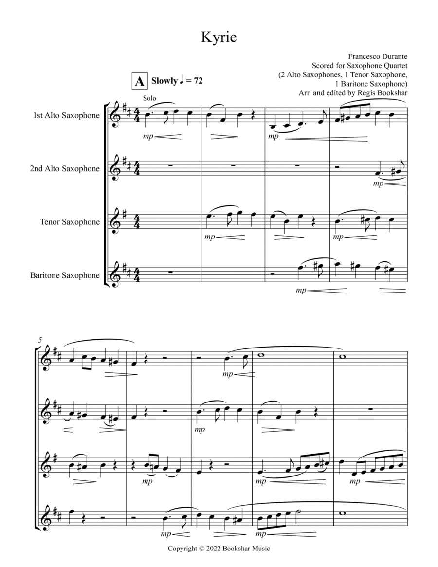 Saxophone top quartet music