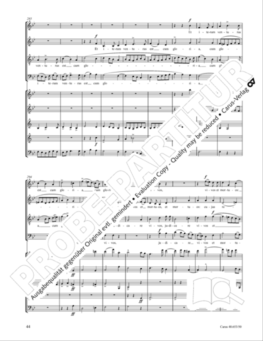 Mass in D Major (Missa in D) 4-Part scores gallery preview page 45