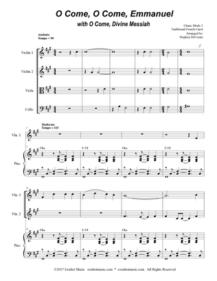 O Come, O Come, Emmanuel (with "O Come, Divine Messiah") (String Quartet and Piano)