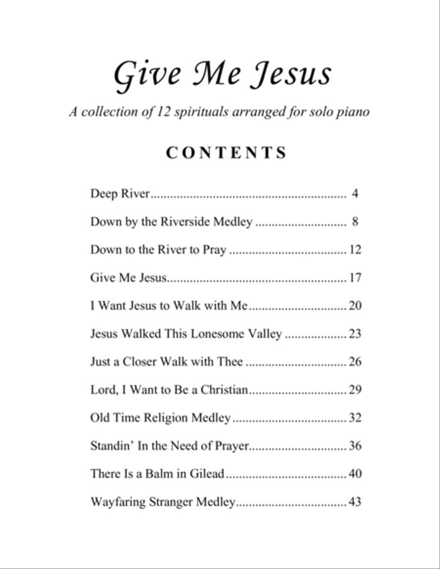 Give Me Jesus (A Collection of 12 Spirituals for Solo Piano) image number null